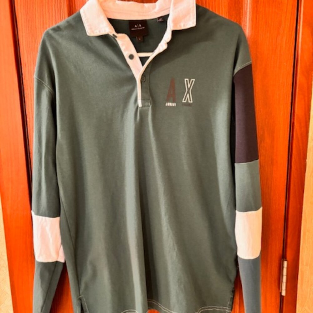 Armani Exchange Rugby Polo Shirt Mens Junebug Green Size Small